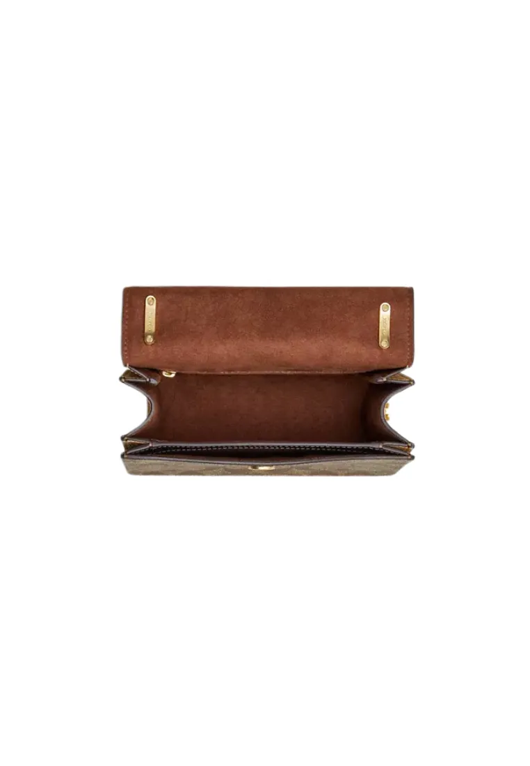 ( AS IS ) Coach Morgan Square Crossbody Bag Colorblock Signature Canvas In Khaki Multi CL462