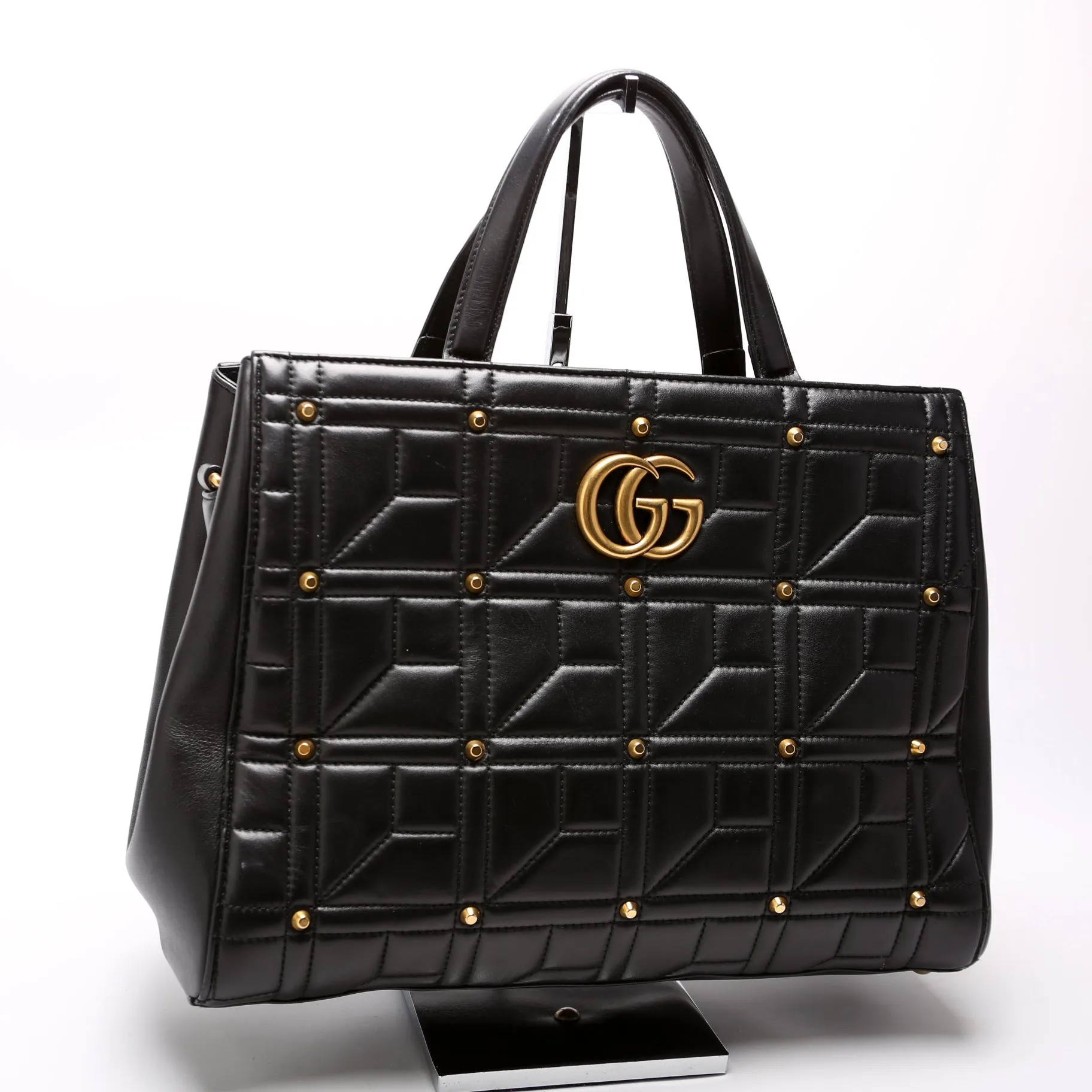 443505 Marmont Studded Top Handle Black