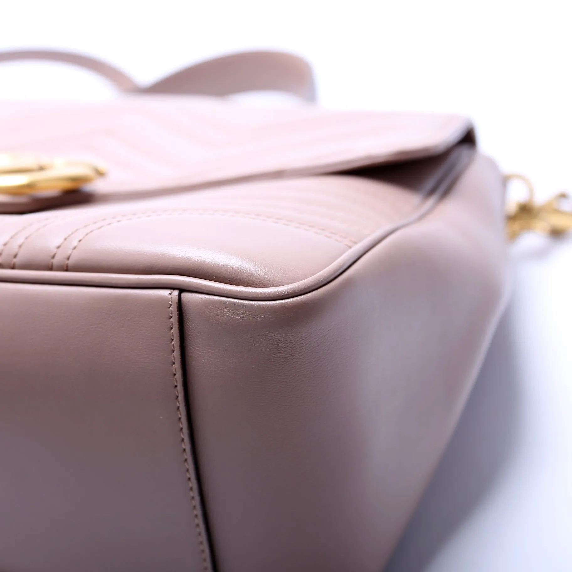 498109 Marmont Top Handle Medium Tan