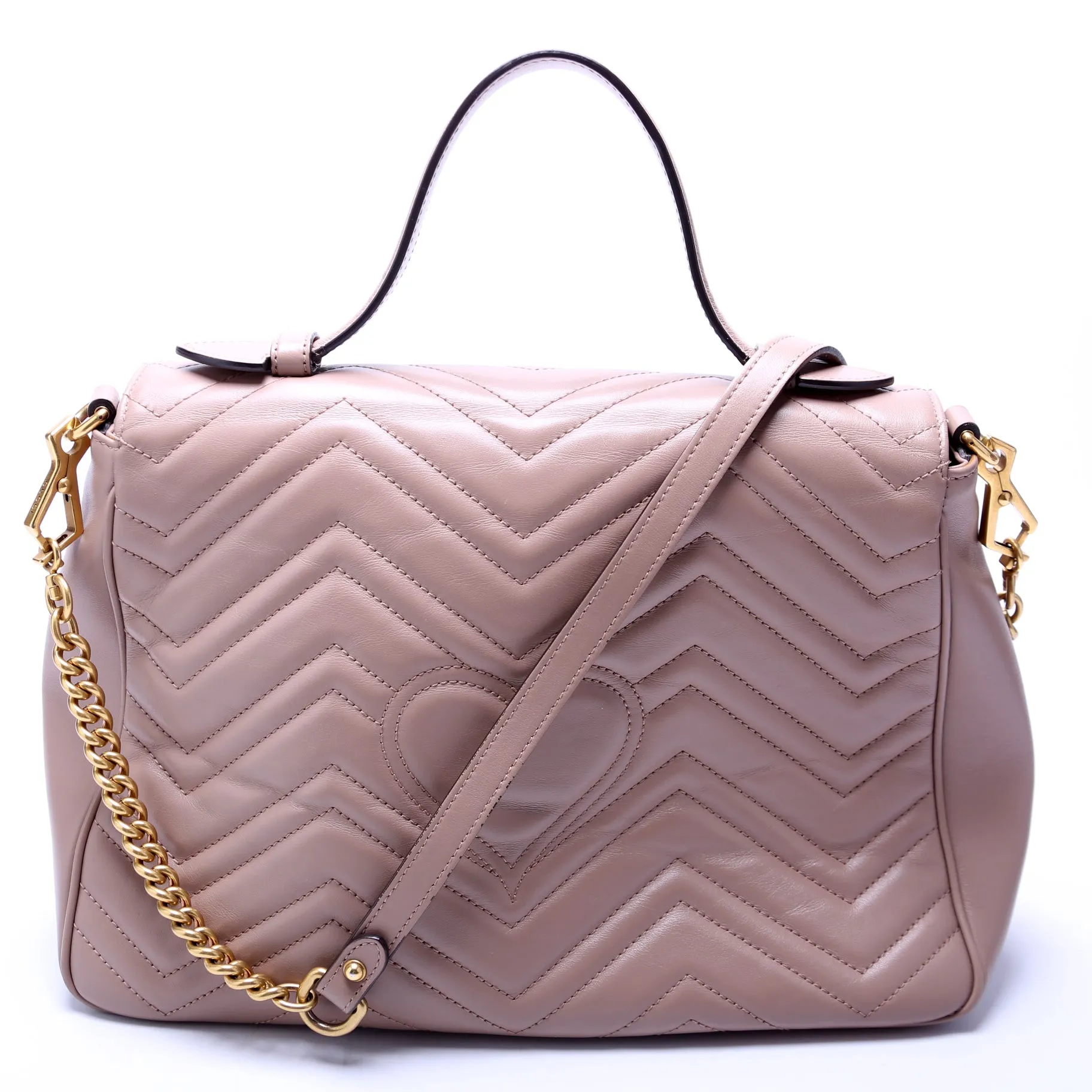 498109 Marmont Top Handle Medium Tan