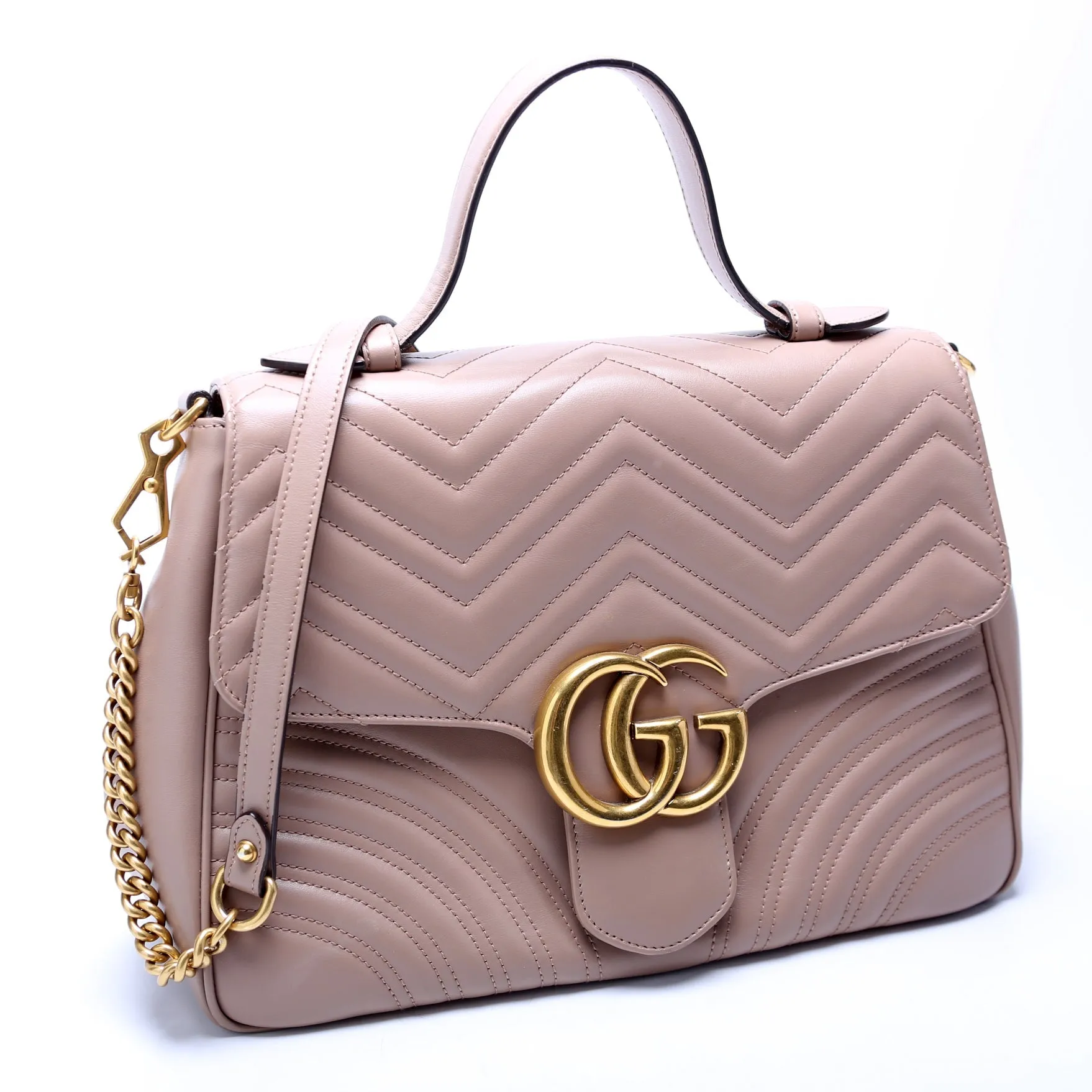 498109 Marmont Top Handle Medium Tan