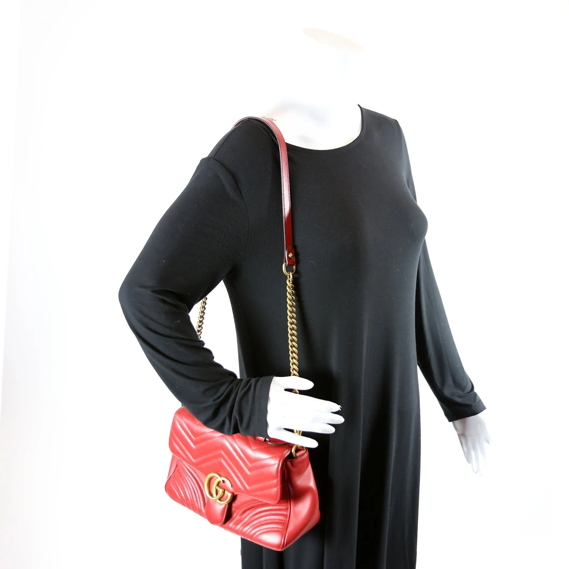 498110 GG Marmont Small Top Handle Red