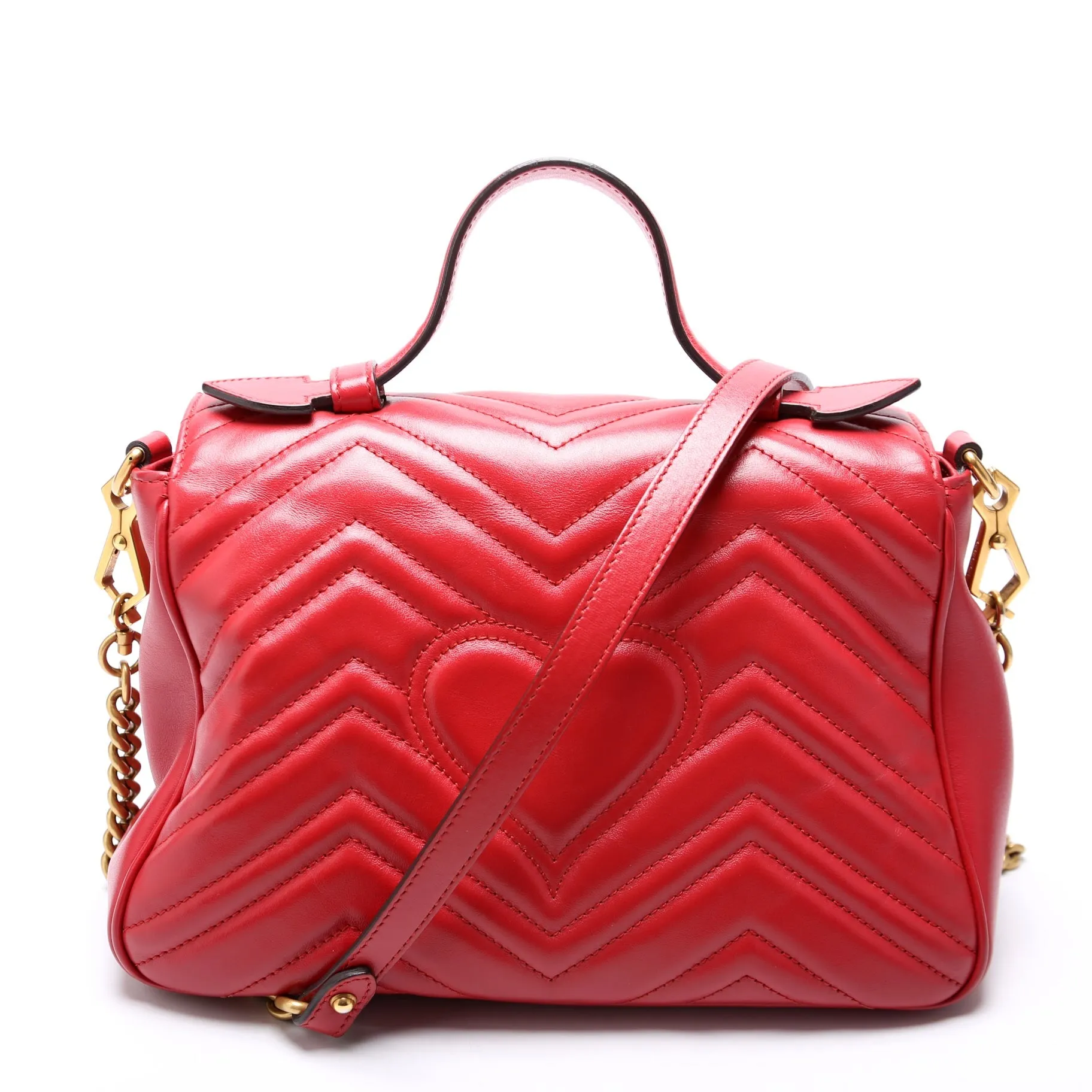 498110 GG Marmont Small Top Handle Red