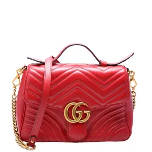 498110 GG Marmont Small Top Handle Red