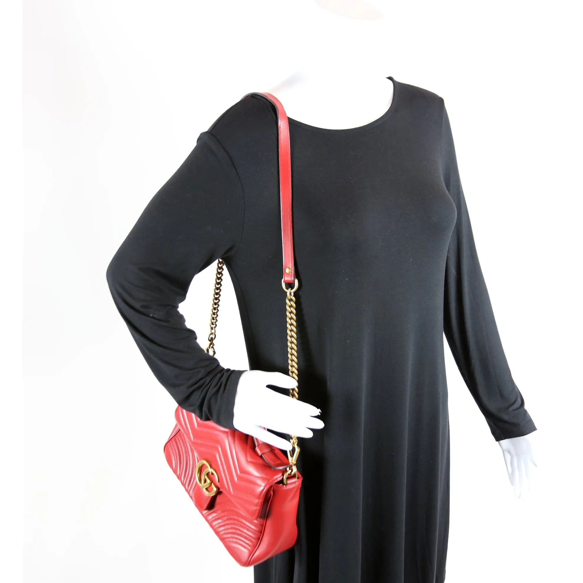 498110 GG Marmont Small Top Handle Red
