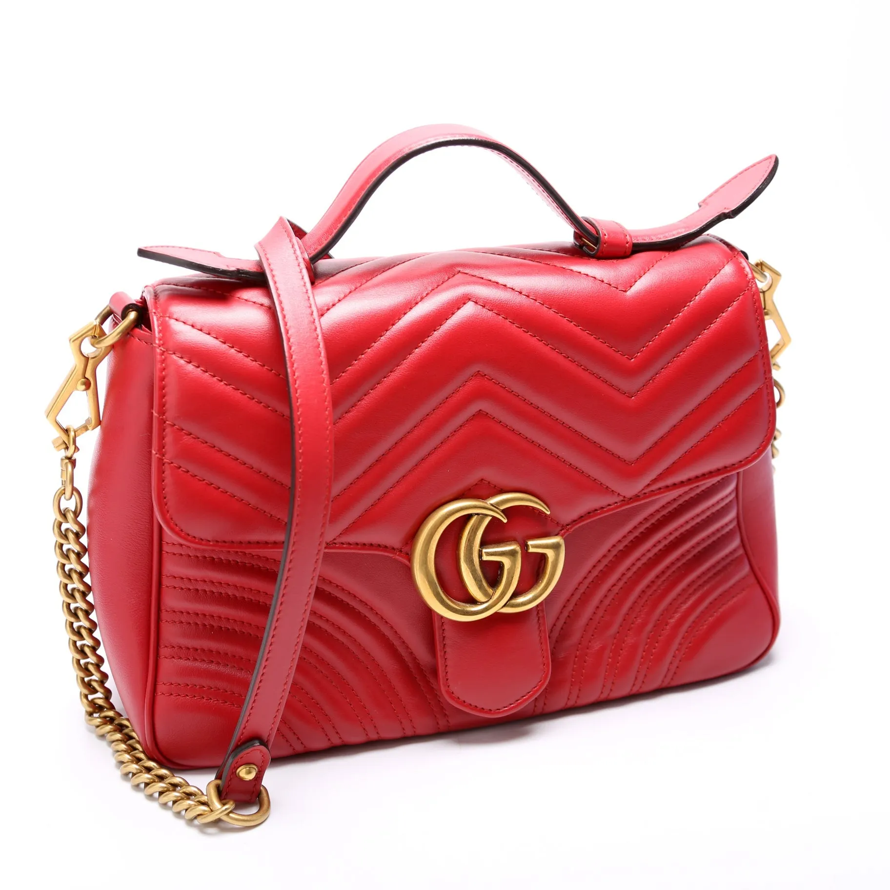 498110 GG Marmont Small Top Handle Red