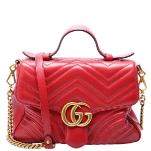 498110 GG Marmont Small Top Handle Red