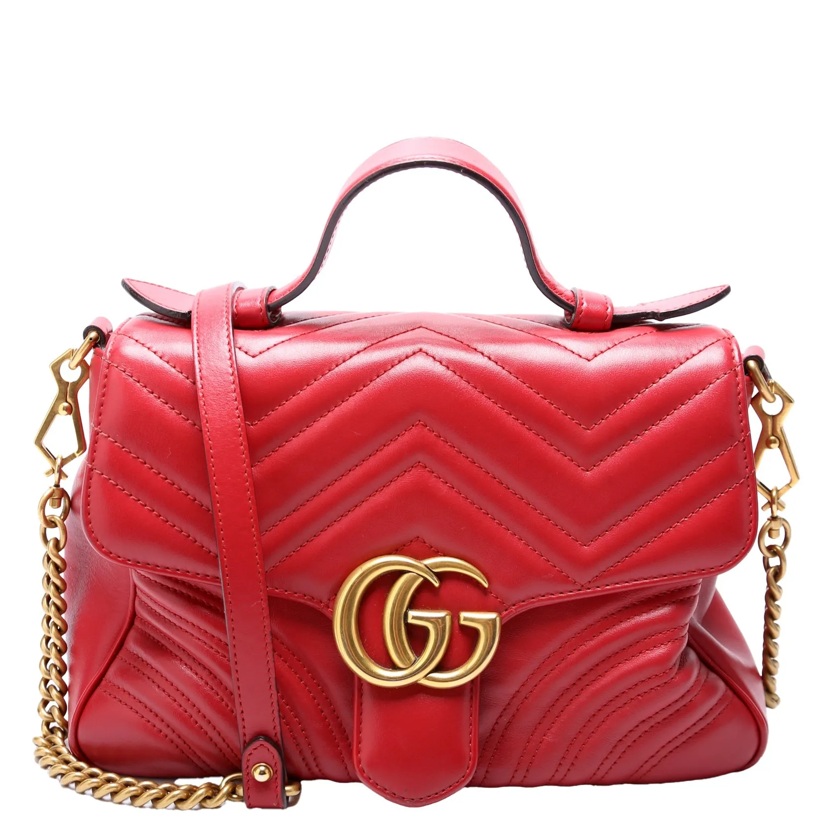 498110 GG Marmont Small Top Handle Red
