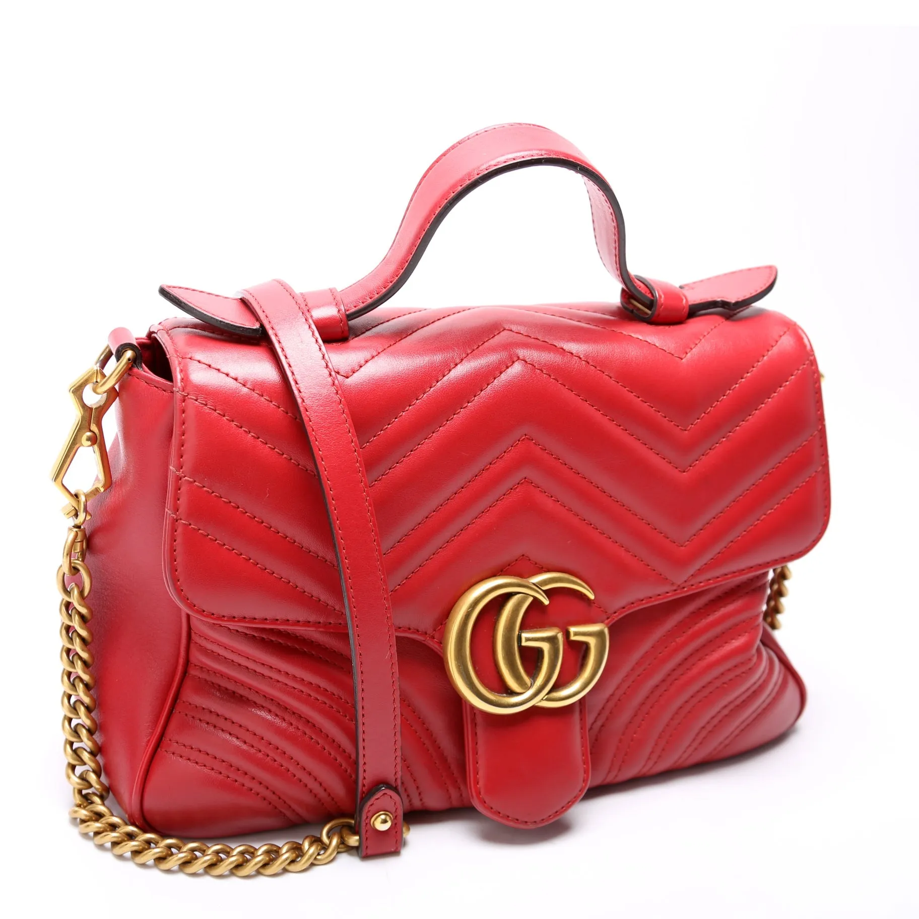 498110 GG Marmont Small Top Handle Red