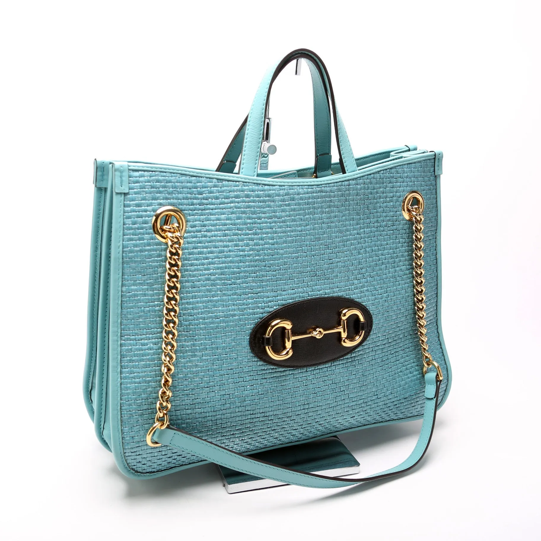 621144 1955 Horsebit Raffia Large Tote