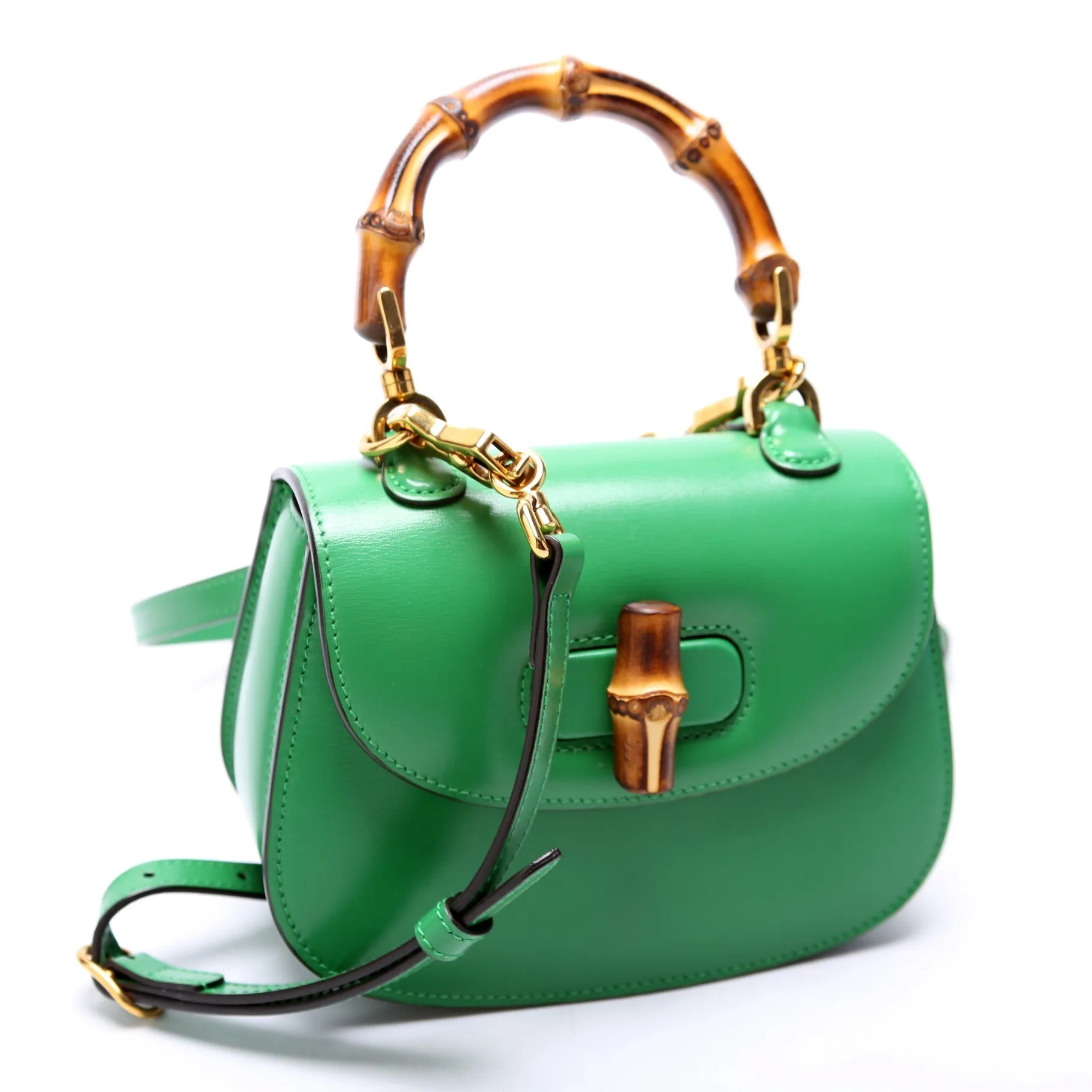 686864 1947 Bamboo Mini Top Handle Bag Green
