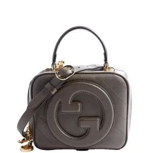 744434 Blondie Leather Top Handle Bag Khaki