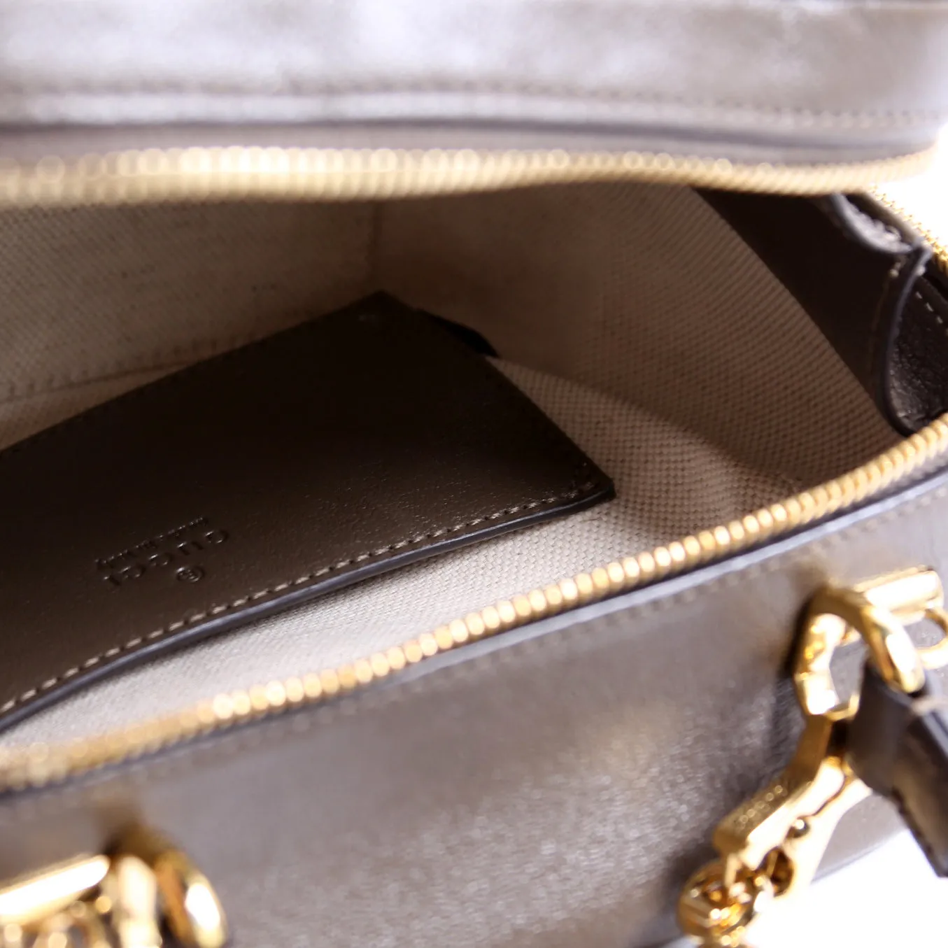 744434 Blondie Leather Top Handle Bag Khaki