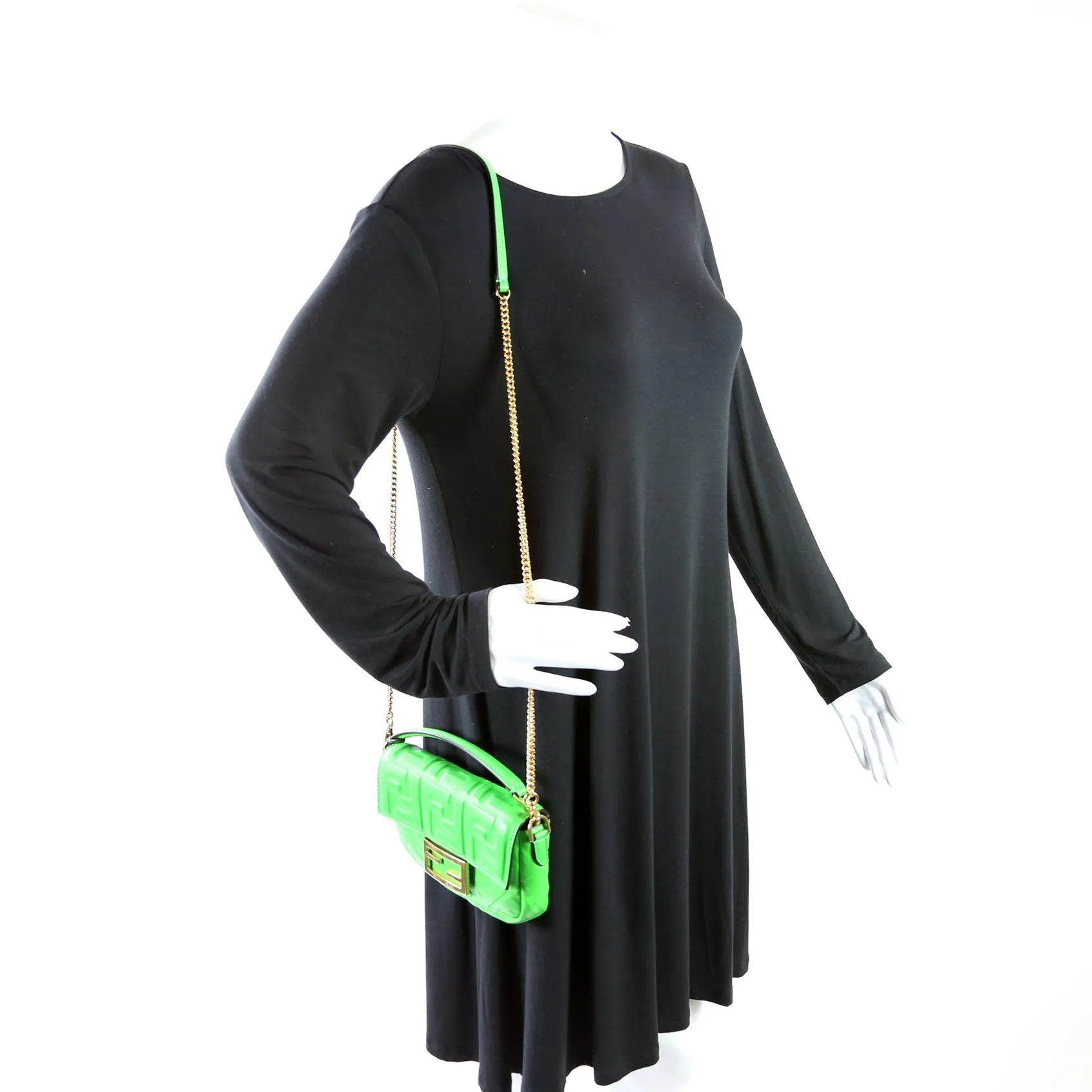 8BS017 FF 1974 Leather Mini Baguette