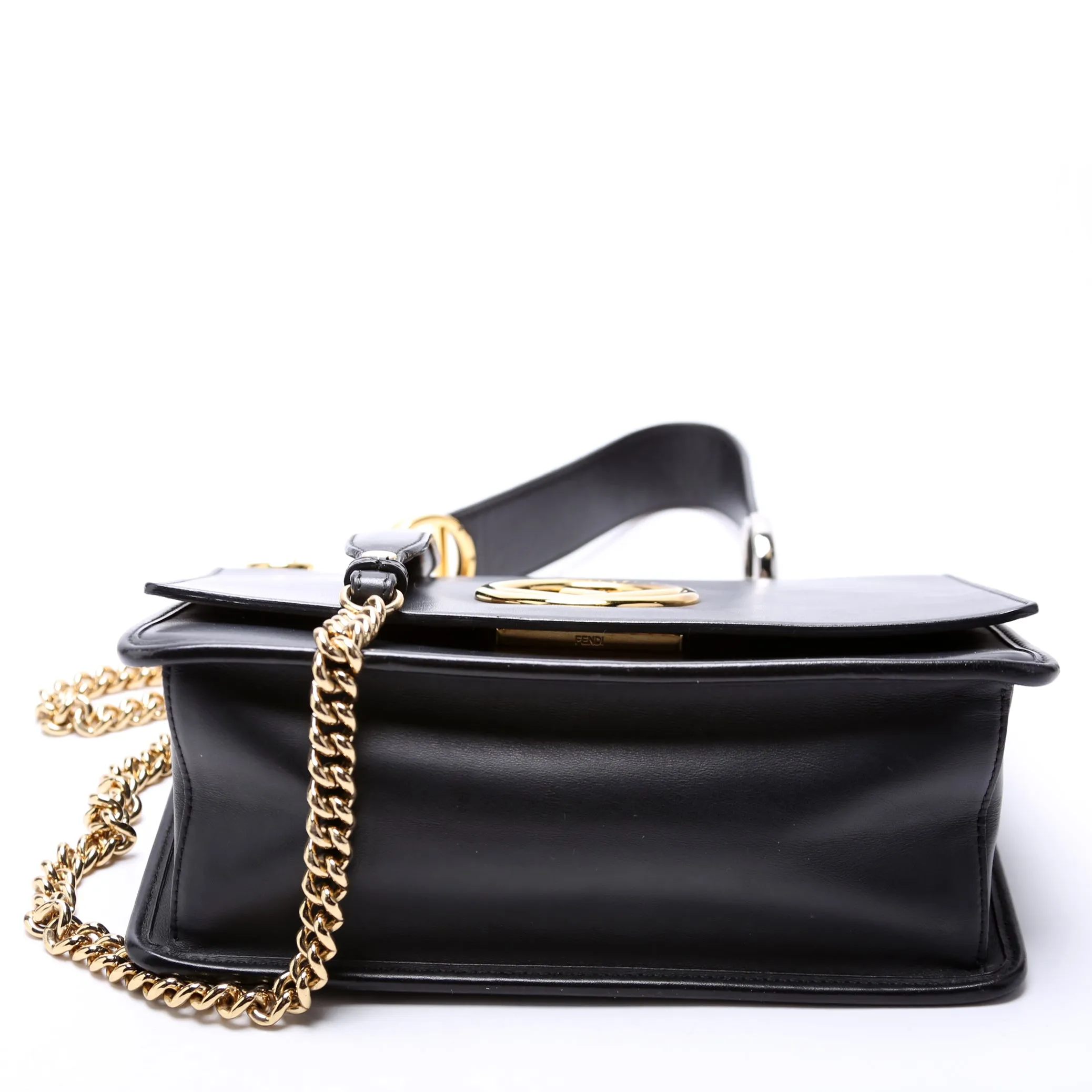 8BT284 Kan I Medium Shoulder Bag Vitello F Is Fendi Black