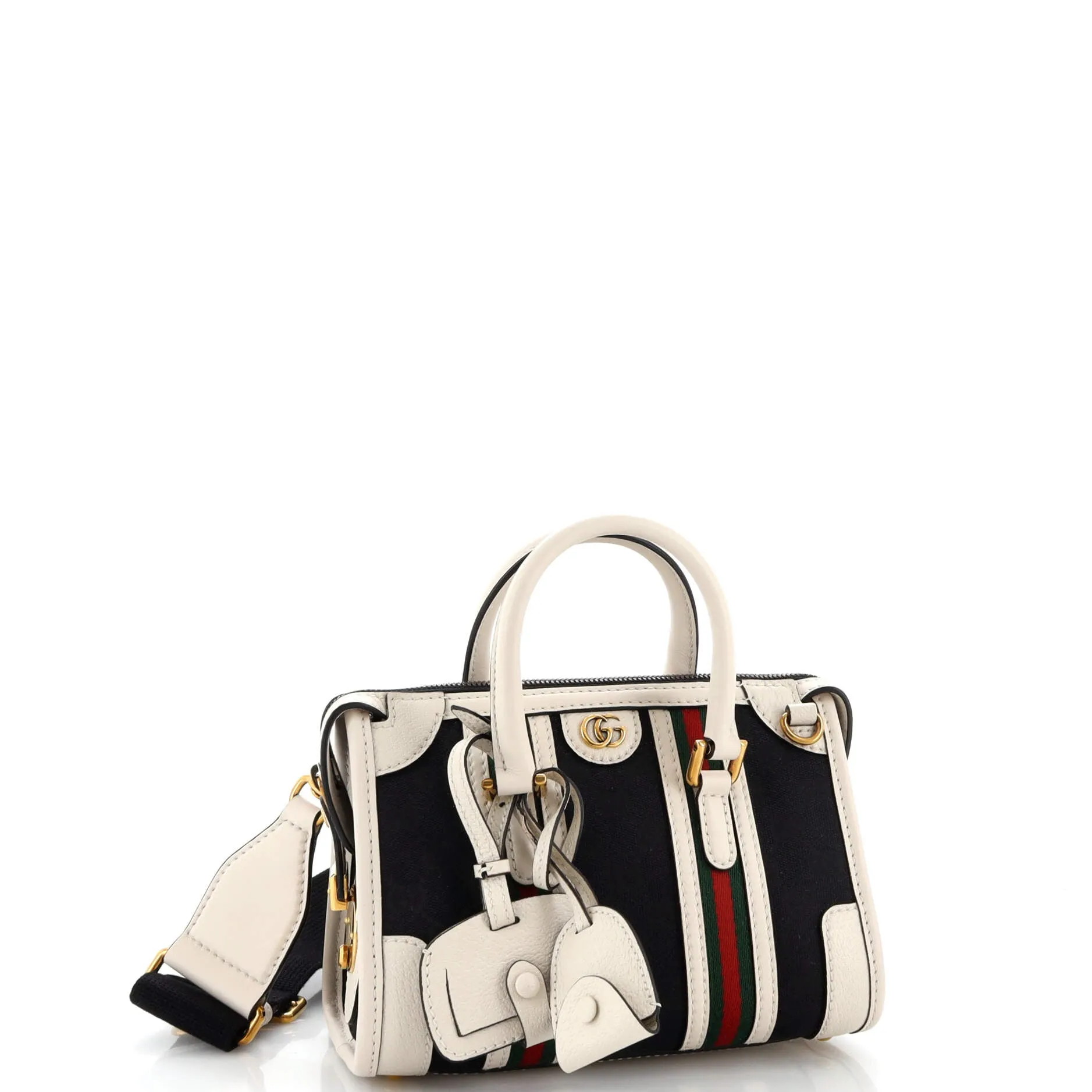 Bauletto Top Handle Bag GG Canvas and Leather Small