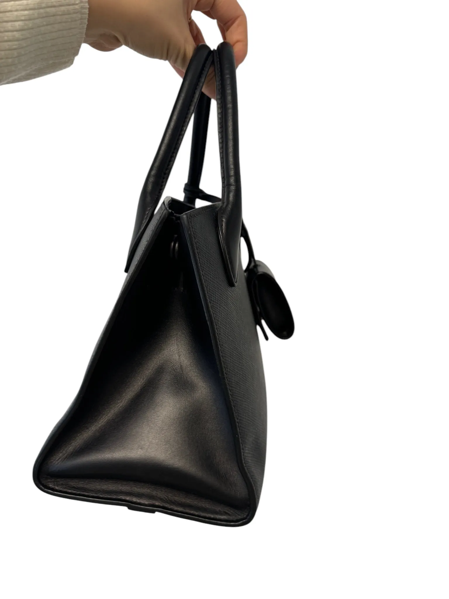 Black Saffiano Medium Monochrome Top Handle Tote