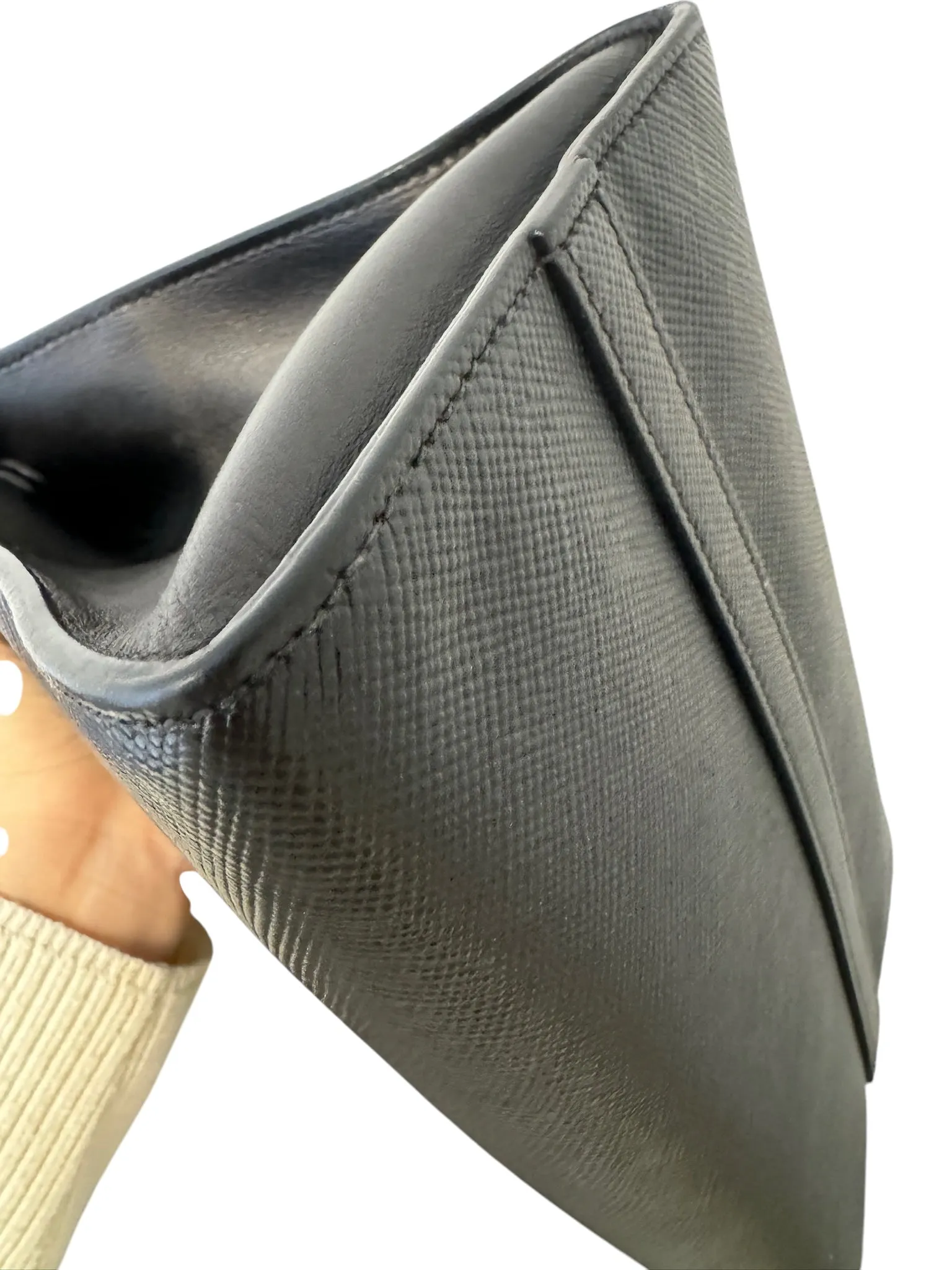 Black Saffiano Medium Monochrome Top Handle Tote