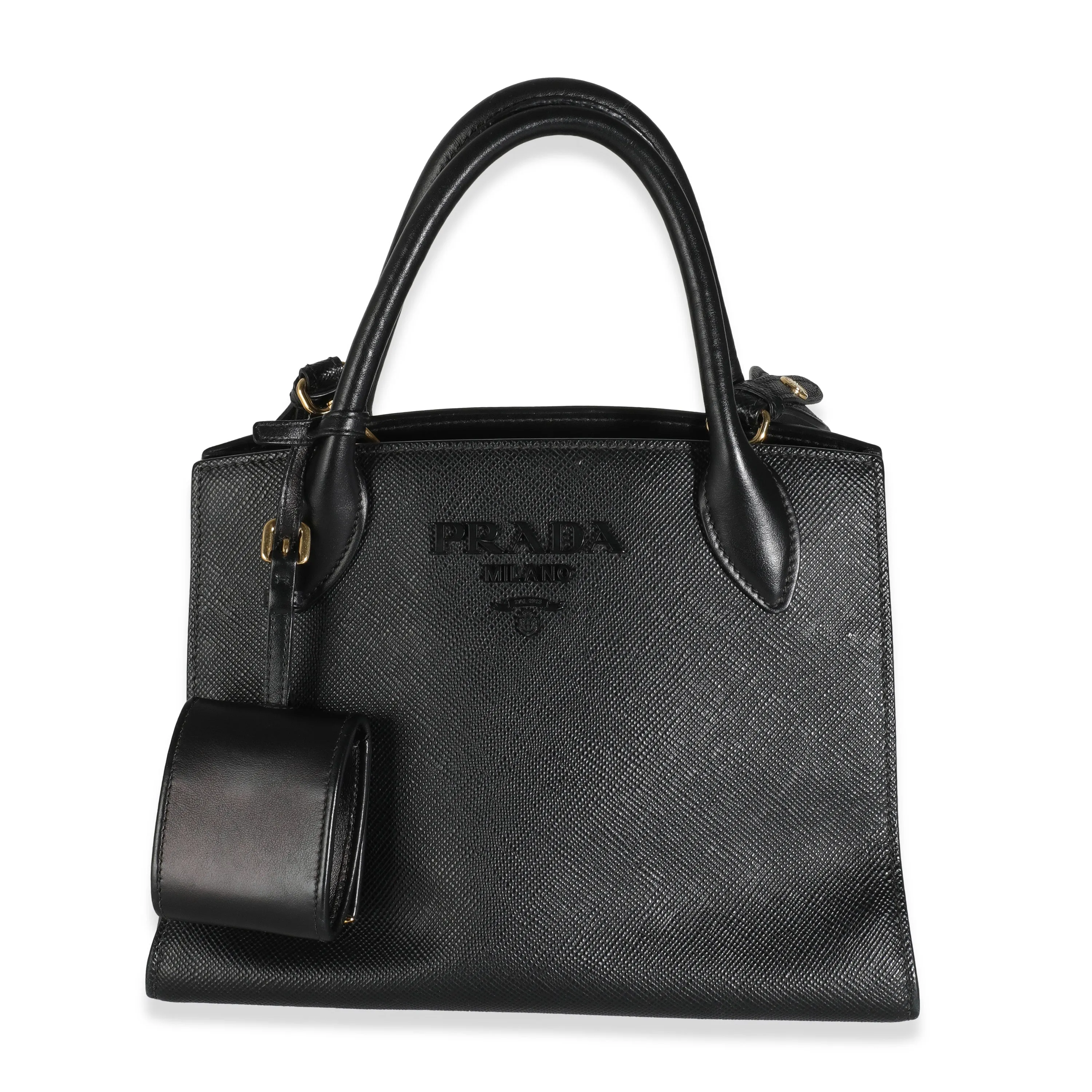 Black Saffiano Medium Monochrome Top Handle Tote