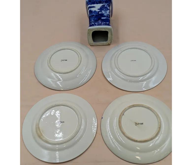 Blue Willow Dessert Set & Hair Pin Holder