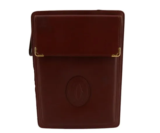 Cartier Must De Cartier Burgundy Brown Colour Leather Clutch Bag