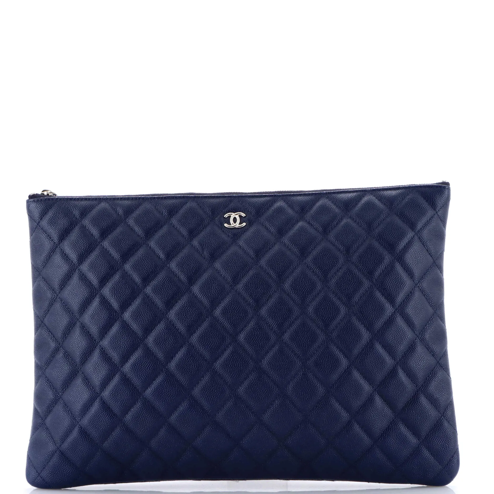 Chanel O Case Clutch Quilted Caviar