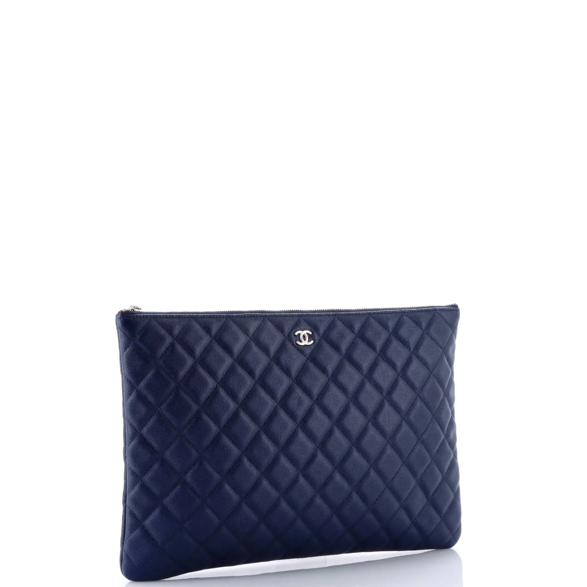 Chanel O Case Clutch Quilted Caviar