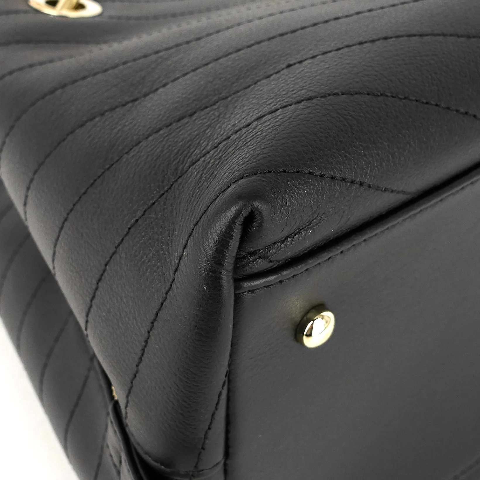 Chevron Chic Top Handle Small Calfskin Tote Bag