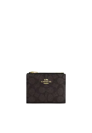 Coach Bifold Wallet Signature Canvas In Walnut Black Cw803