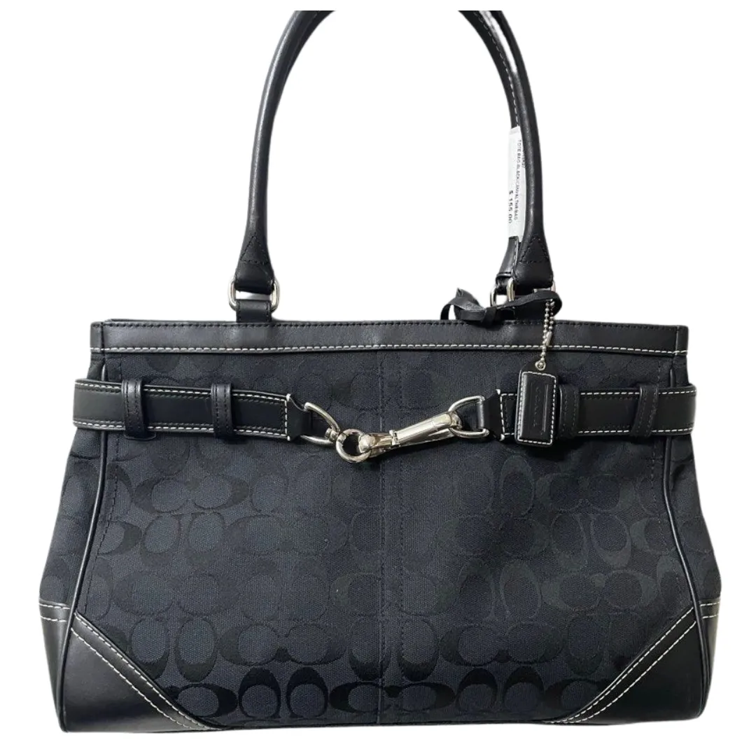 Coach Black Signature Canvas/Leather Shoulder Bag