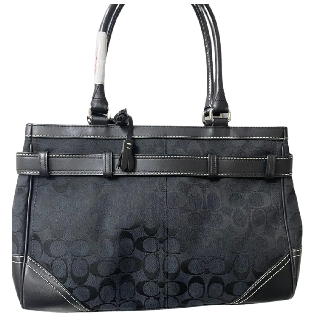 Coach Black Signature Canvas/Leather Shoulder Bag