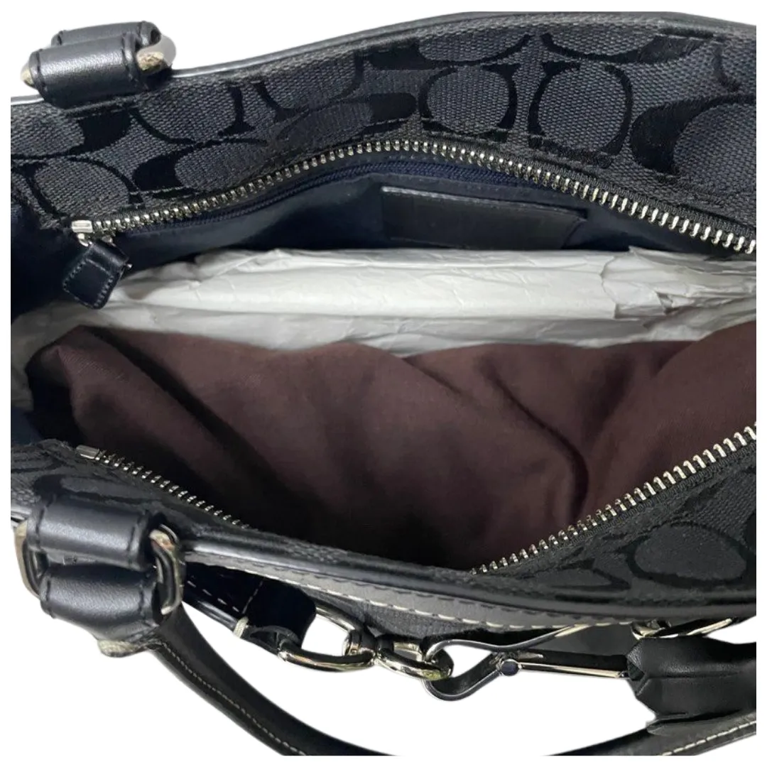 Coach Black Signature Canvas/Leather Shoulder Bag