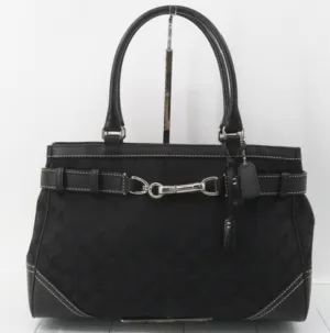 Coach Black Signature Canvas/Leather Shoulder Bag