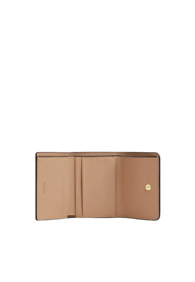 Coach Card Holder Wallet Blocked Signature Canvas In Sand Tan CZ446