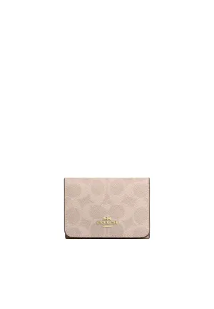 Coach Card Holder Wallet Blocked Signature Canvas In Sand Tan CZ446