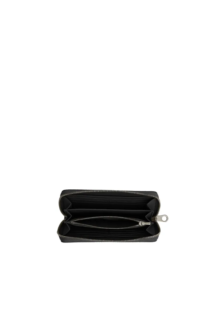 Coach Long Zip Around Wallet In Signature Canvas In Charcoal Black CW778