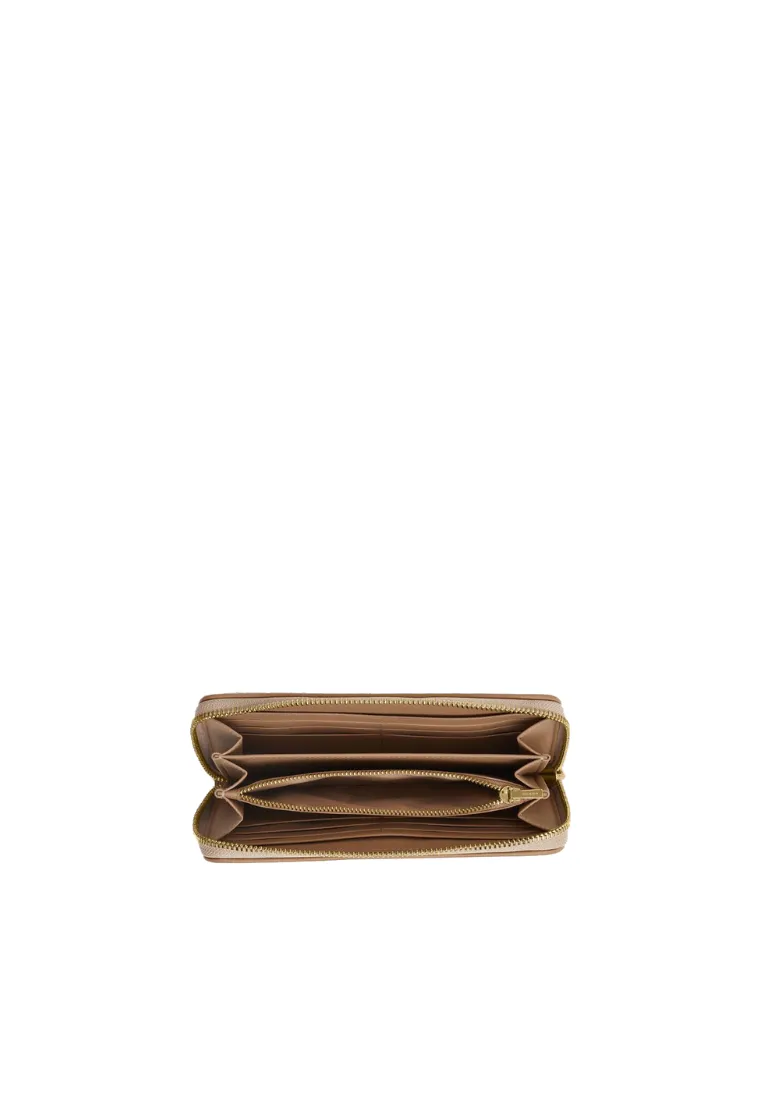 Coach Long Zip Around Wallet Signature Canvas In Dark Natural Multi Cao81