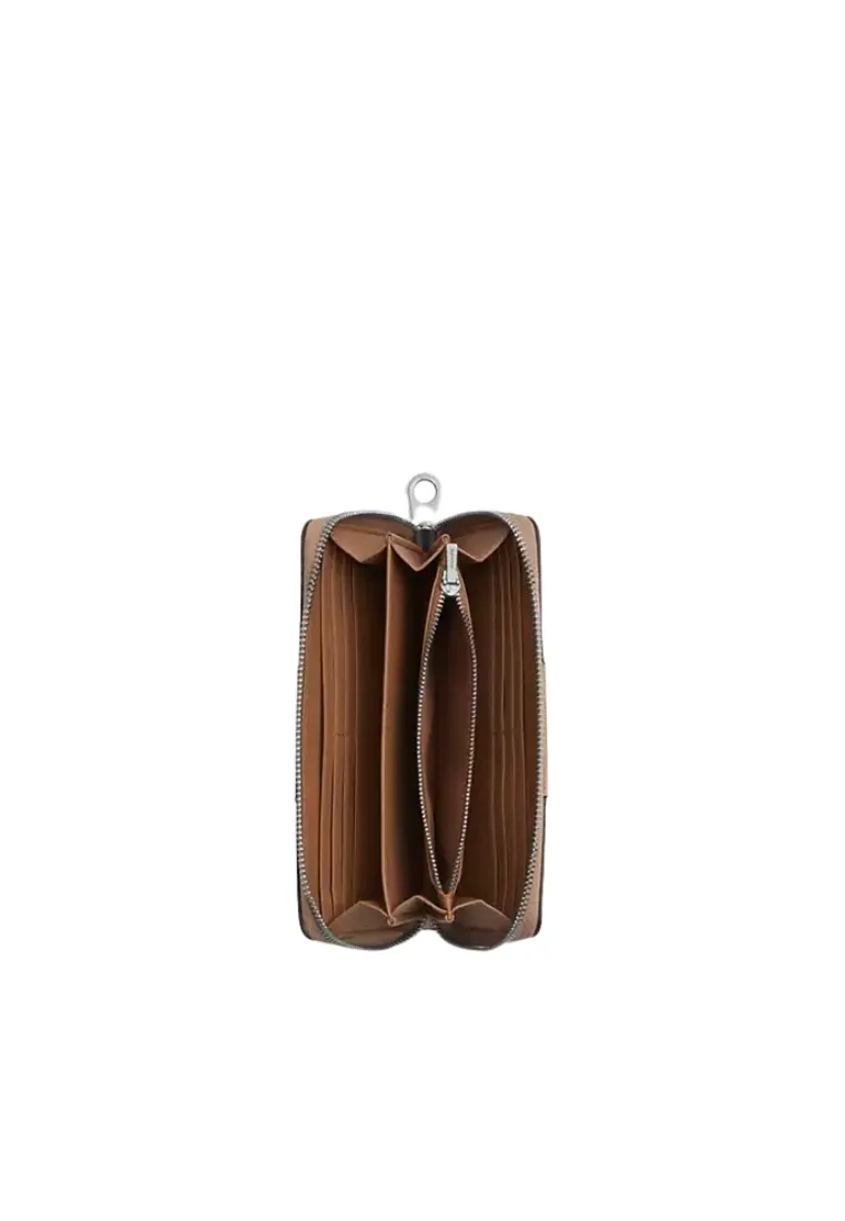 Coach Long Zip Around Wallet Signature Canvas With Stripe In Taupe CW947