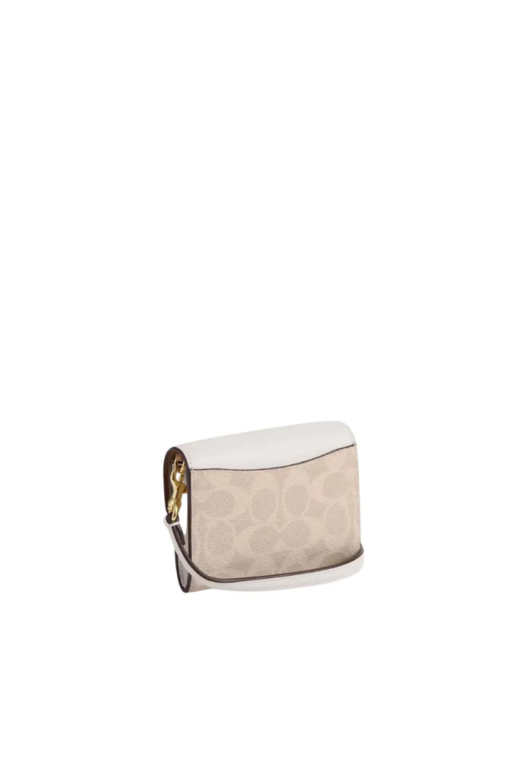 Coach Mini Envelope Wallet With Strap Signature Canvas In Sand Chalk CX162