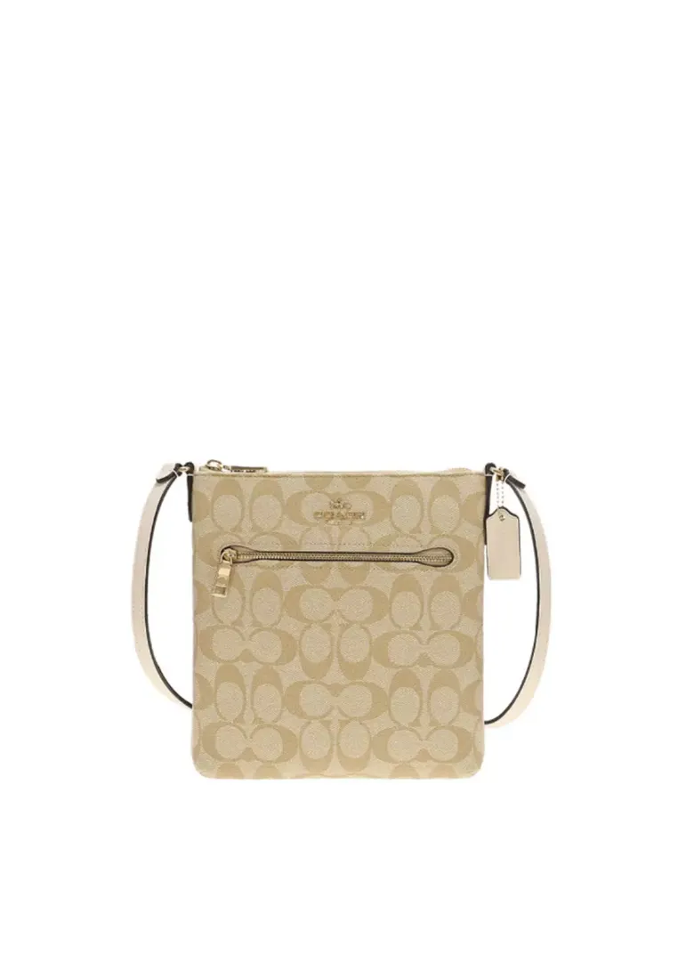 Coach Mini Rowan File Bag In Signature Canvas In Light Khaki Chalk CS182