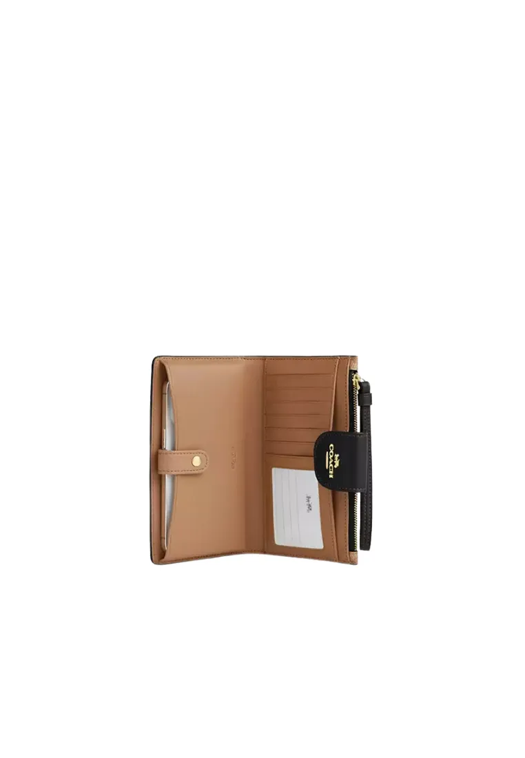 Coach Phone Wallet Signature Canvas In Tan Black CW780