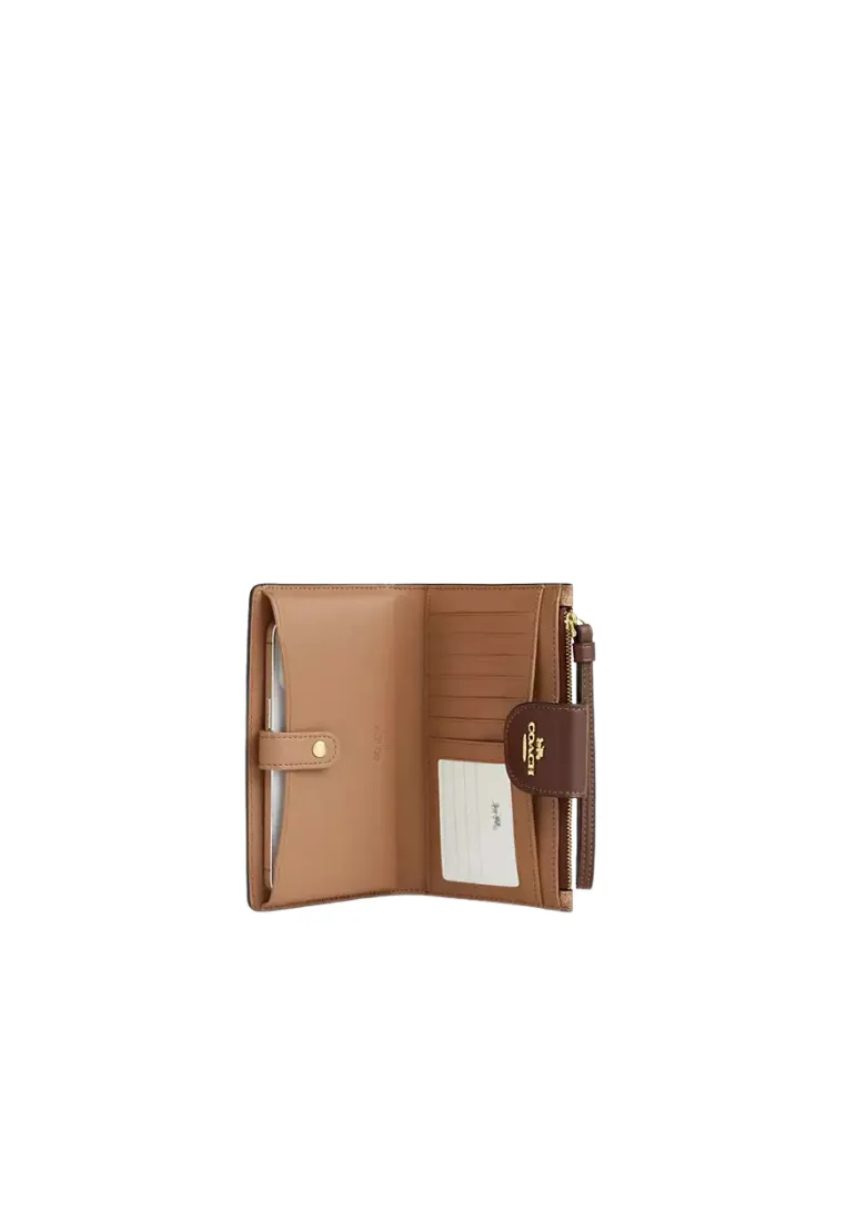 Coach Phone Wallet Signature Canvas In Tan Brown CW780