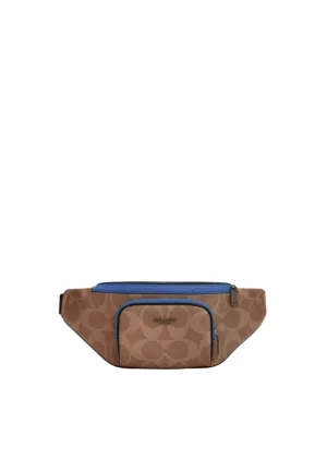Coach Racer Belt Bag In Blocked Signature Canvas In Pacific Bright Mineral CY776