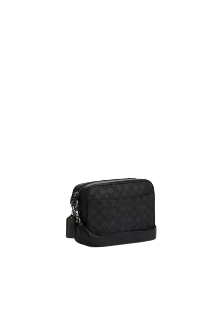 Coach Warner Crossbody Bag Signature Canvas In Charcoal Black CW217