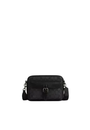 Coach Warner Crossbody Bag Signature Canvas In Charcoal Black CW217