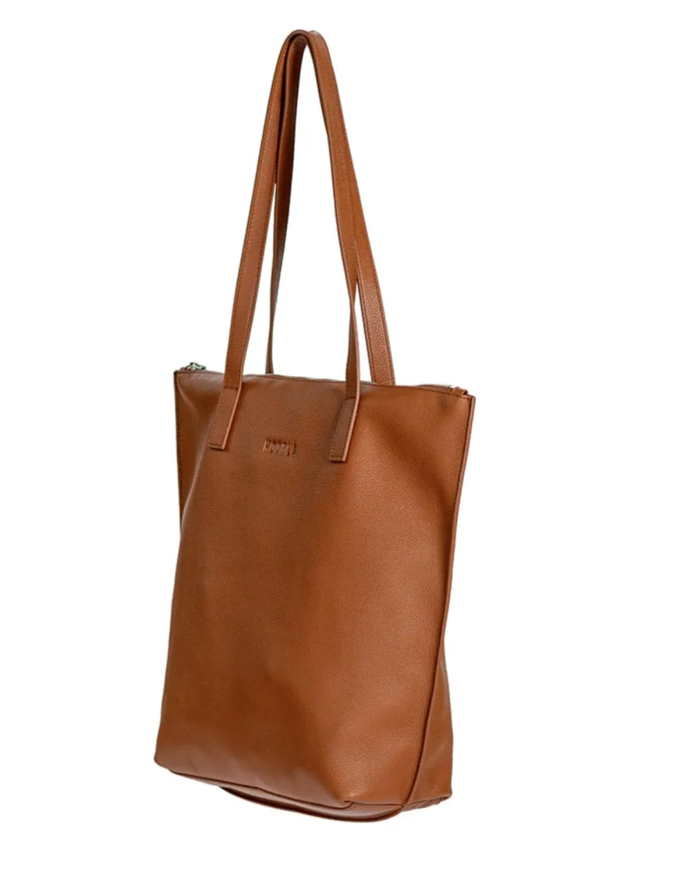 HOOPLA LEATHER SMALL ZIP TOTE TAN