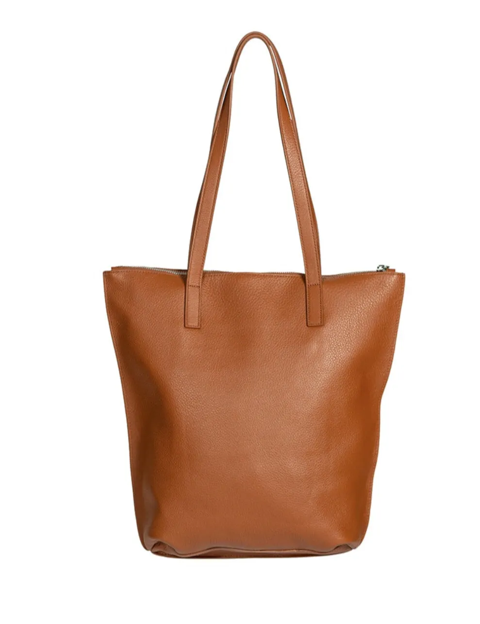 HOOPLA LEATHER SMALL ZIP TOTE TAN