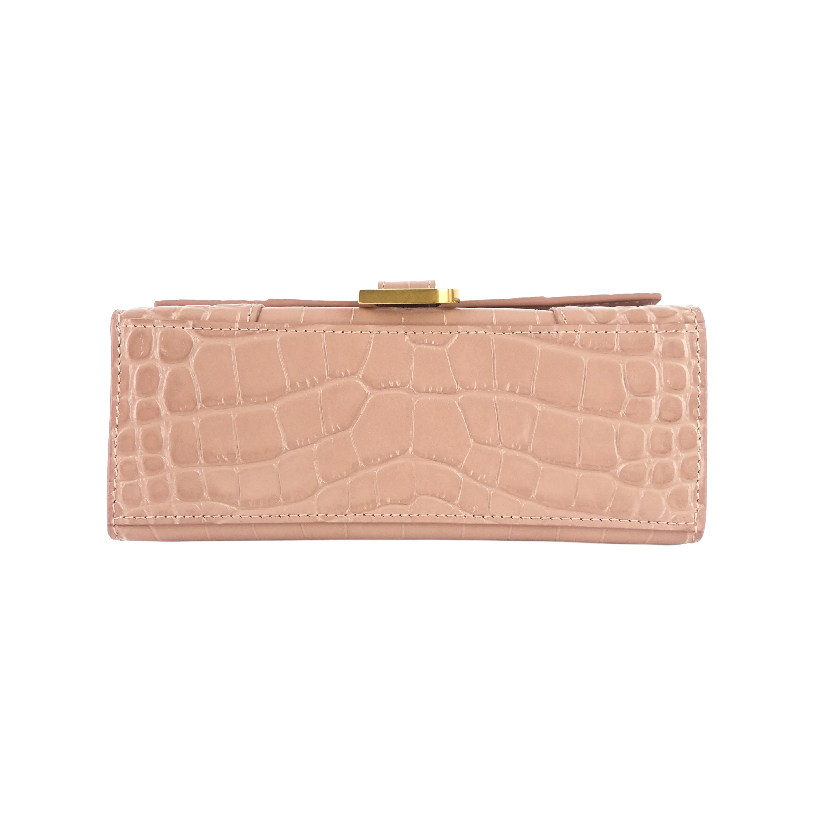 Hourglass XS Croc Embossed Leather Top Handle Bag