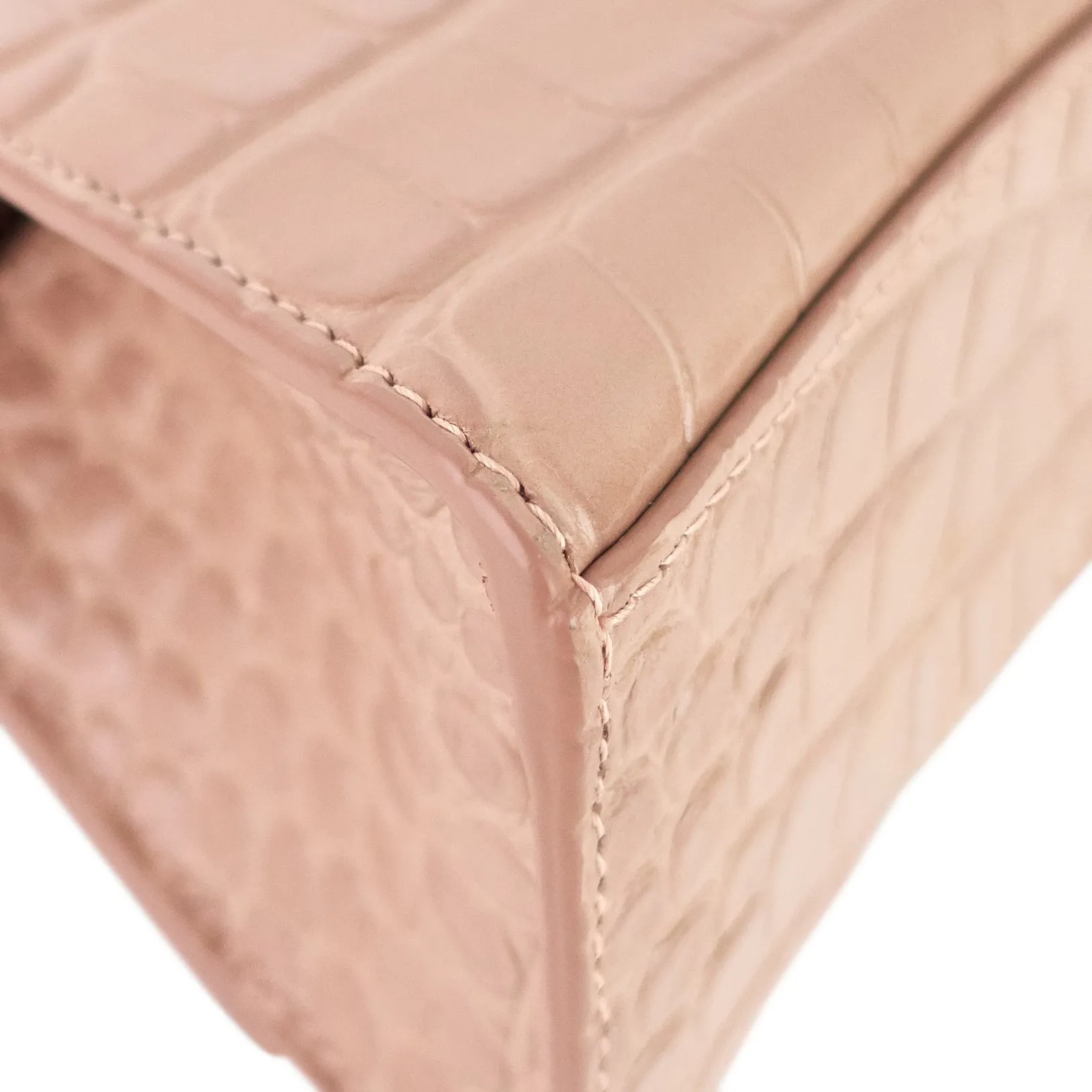 Hourglass XS Croc Embossed Leather Top Handle Bag