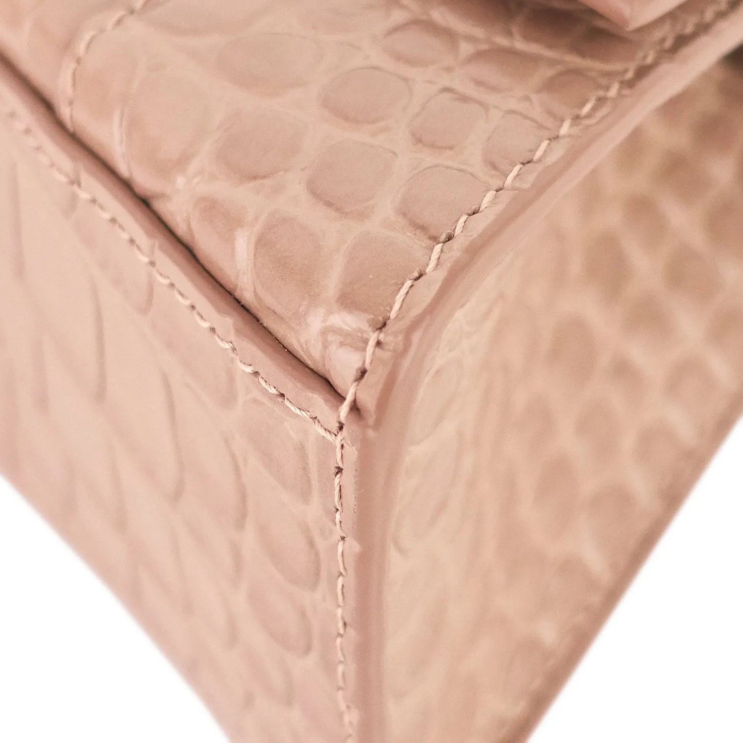 Hourglass XS Croc Embossed Leather Top Handle Bag